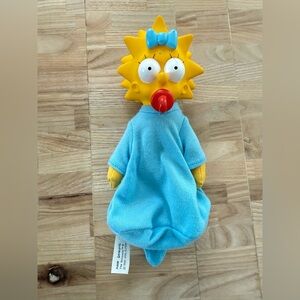 Vintage 90s Maggie Simpson plush and plastic toy from The Simpsons cartoon